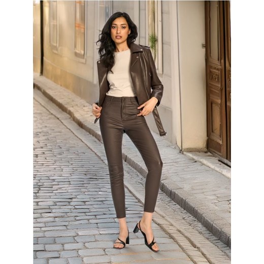 Sinsay - Spodnie skinny fit - brązowy ze sklepu Sinsay w kategorii Spodnie damskie - zdjęcie 175435307