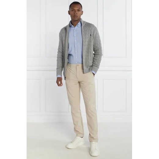 Sweter męski szary Polo Ralph Lauren z dekoltem w serek casualowy