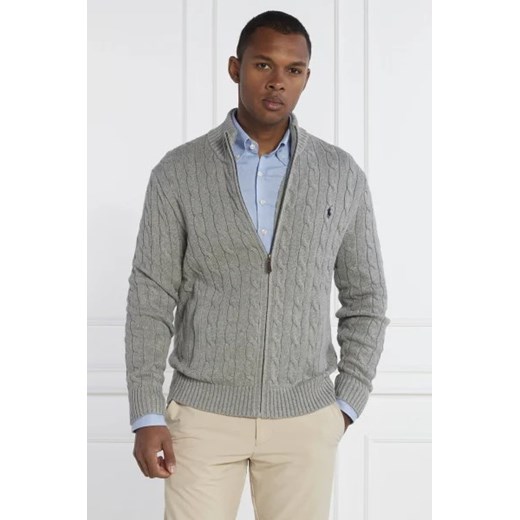 Sweter męski szary Polo Ralph Lauren z dekoltem w serek casualowy