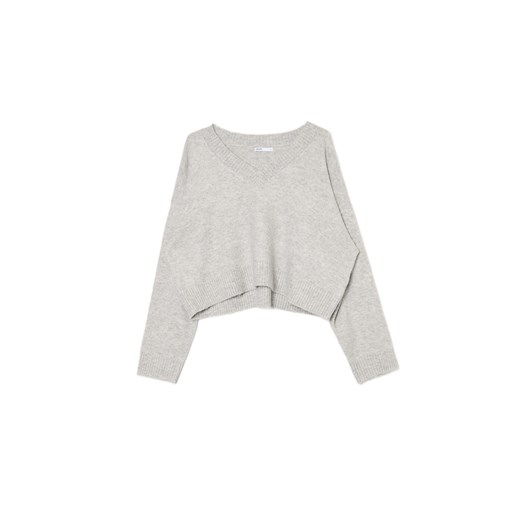 Cropp - Gładki jasnoszary sweter - jasny szary ze sklepu Cropp w kategorii Swetry damskie - zdjęcie 175439676