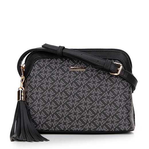 Damska crossbody z ekoskóry w monogram czarna ze sklepu WITTCHEN w kategorii Listonoszki - zdjęcie 175440215