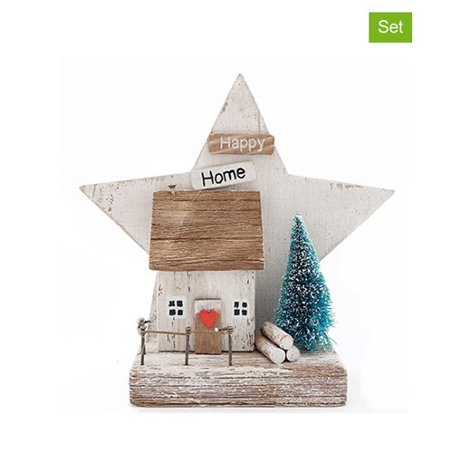 SiL Interiors Figurki dekoracyjne (2 szt.) w kolorze jasnobrązowo-kremowym - 18 x 17 x 6,5 cm ze sklepu Limango Polska w kategorii Dekoracje - zdjęcie 175443467