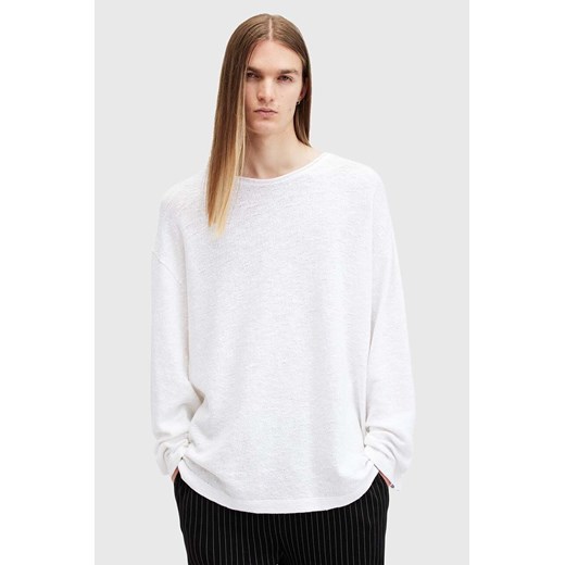 AllSaints sweter bawełniany SEARS LS CREW kolor biały  M003JB ze sklepu ANSWEAR.com w kategorii Swetry męskie - zdjęcie 175448459