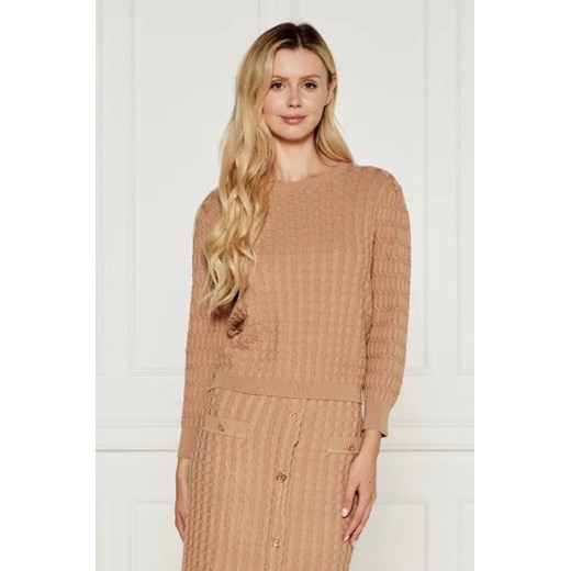 Sweter damski Twinset brązowy z okrągłym dekoltem