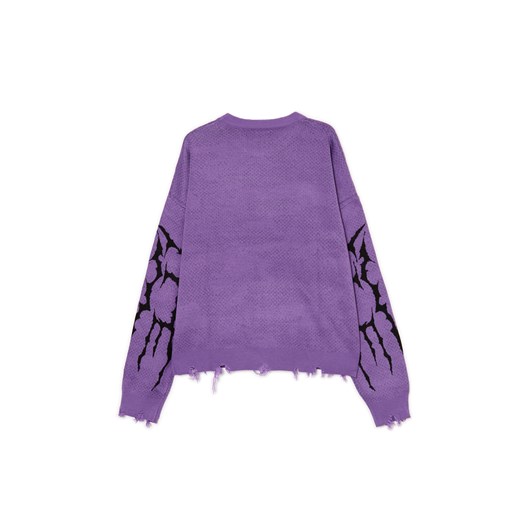 Cropp - Fioletowy sweter z nadrukiem - fioletowy Cropp L Cropp