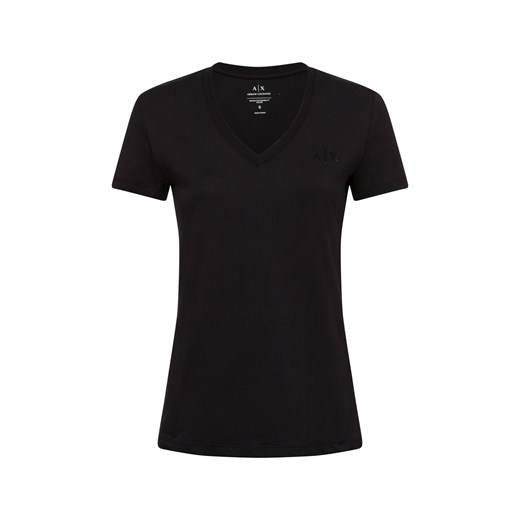 Armani Exchange Koszulka damska Kobiety Bawełna czarny jednolity ze sklepu vangraaf w kategorii Bluzki damskie - zdjęcie 175452425