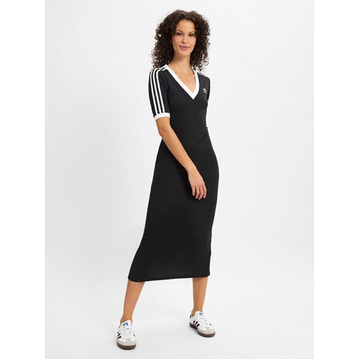 adidas Originals Damska sukienka z dzianiny Kobiety czarny jednolity ze sklepu vangraaf w kategorii Sukienki - zdjęcie 175452458