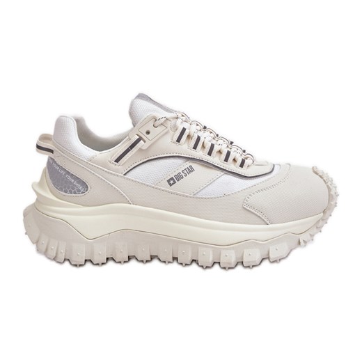 Skórzane Sneakersy Damskie Na Platformie Big Star OO274A221 HI-POLY System Białe ze sklepu ButyModne.pl w kategorii Buty sportowe damskie - zdjęcie 175454676