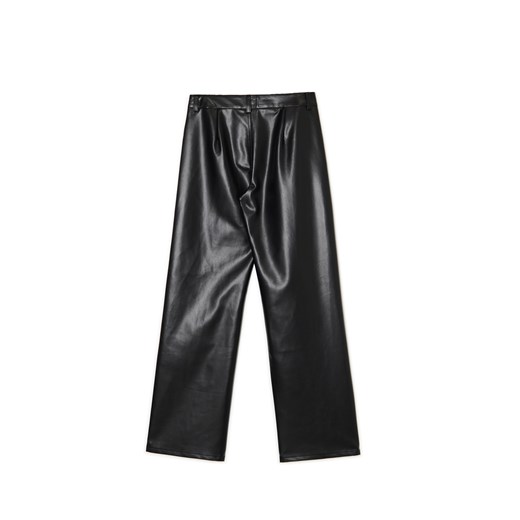 Cropp - Spodnie straight z imitacji skóry - czarny Cropp 40 Cropp