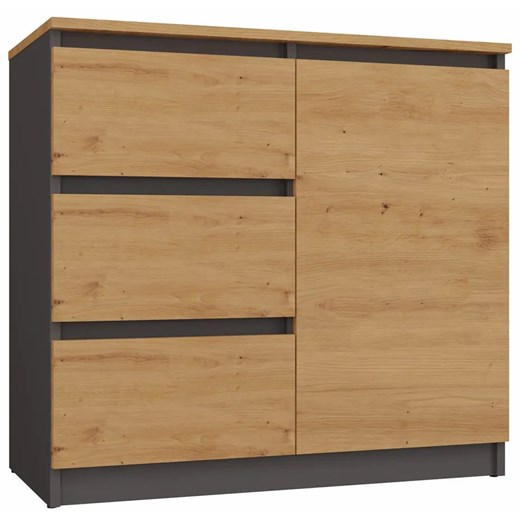 Nowoczesna Komoda Z Szufladami Antracyt + Dąb Artisan N0-S28 ze sklepu Edinos.pl w kategorii Komody - zdjęcie 175459085