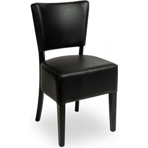 Drewniane tapicerowane skórą ekologiczną krzesło wenge + czarny W2-B70 ze sklepu Edinos.pl w kategorii Krzesła - zdjęcie 175462056