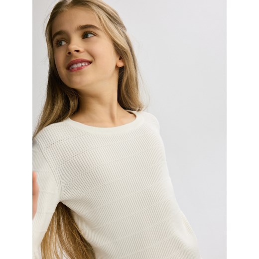 Reserved - Prążkowany sweter z wiskozą - złamana biel Reserved 158 (12 lat) Reserved