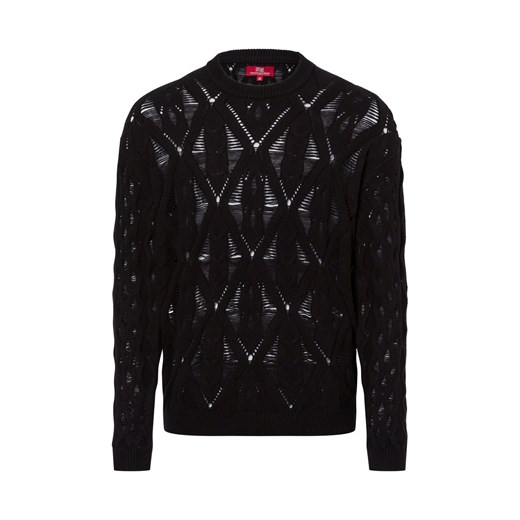 Finshley & Harding London Męski sweter z dzianiny Mężczyźni Bawełna czarny jednolity ze sklepu vangraaf w kategorii Swetry męskie - zdjęcie 175475937