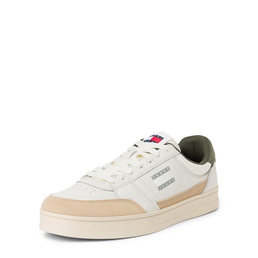 Tommy Jeans Męskie skórzane buty sportowe Mężczyźni skóra écru jednolity ze sklepu vangraaf w kategorii Trampki męskie - zdjęcie 175476145