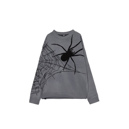 Cropp - Szary sweter z pająkiem - szary Cropp XL Cropp