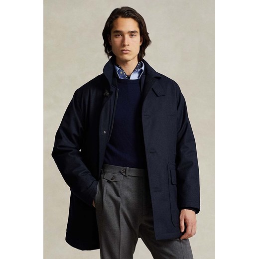 Polo Ralph Lauren płaszcz wełniany kolor granatowy przejściowy Polo Ralph Lauren M ANSWEAR.com