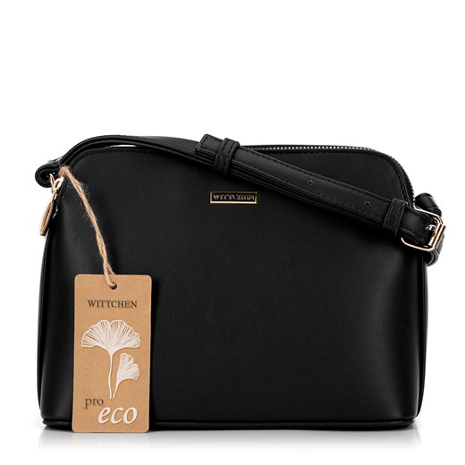 Damska crossbody z ekoskóry dwukomorowa czarna ze sklepu WITTCHEN w kategorii Listonoszki - zdjęcie 175491457