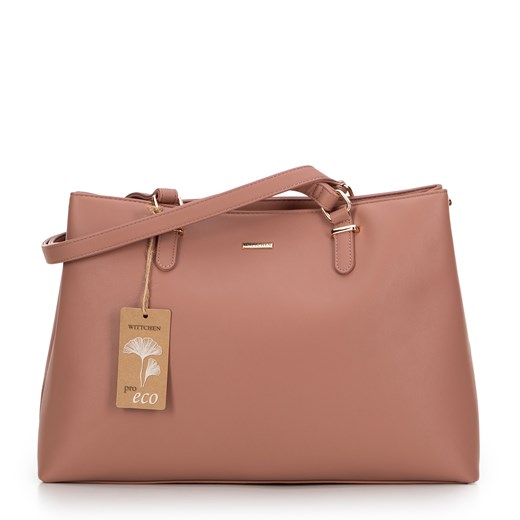 Damska shopperka ze skóry ekologicznej dwukomorowa różowa ze sklepu WITTCHEN w kategorii Torby Shopper bag - zdjęcie 175491515