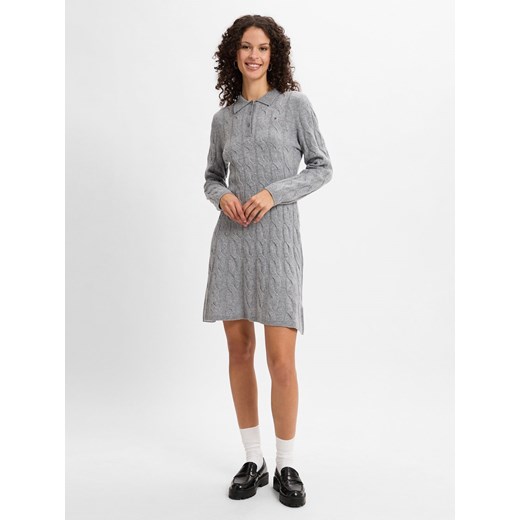Tommy Hilfiger Sukienka damska Kobiety dzianina grubo tkana jasny szary marmurkowy ze sklepu vangraaf w kategorii Sukienki - zdjęcie 175494655