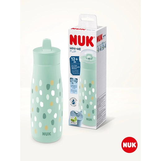 NUK Bidon &quot;Mini-Me Flip Cup Dots&quot; w kolorze turkusowym - 450 ml ze sklepu Limango Polska w kategorii Bidony i butelki - zdjęcie 175498329