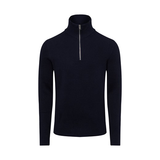 Jack & Jones Męski sweter z dzianiny Mężczyźni granatowy jednolity ze sklepu vangraaf w kategorii Swetry męskie - zdjęcie 175499546