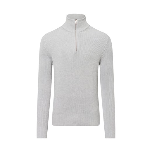 Jack & Jones Męski sweter z dzianiny Mężczyźni jasny szary jednolity ze sklepu vangraaf w kategorii Swetry męskie - zdjęcie 175499547