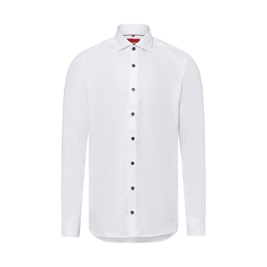 Finshley & Harding Męska koszula biznesowa Mężczyźni Slim Fit Bawełna biały jednolity ze sklepu vangraaf w kategorii Koszule męskie - zdjęcie 175499567