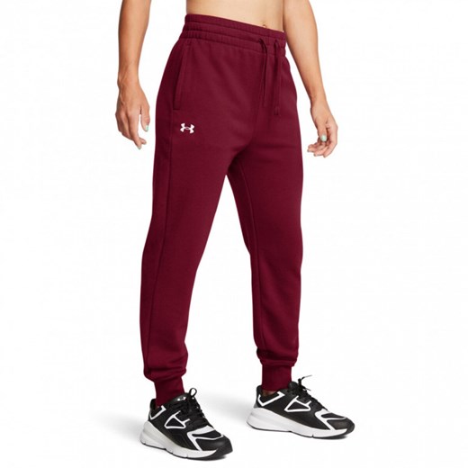 Damskie spodnie dresowe Under Armour UA Rival Fleece Jogger - czerwone ze sklepu Sportstylestory.com w kategorii Spodnie damskie - zdjęcie 175499876