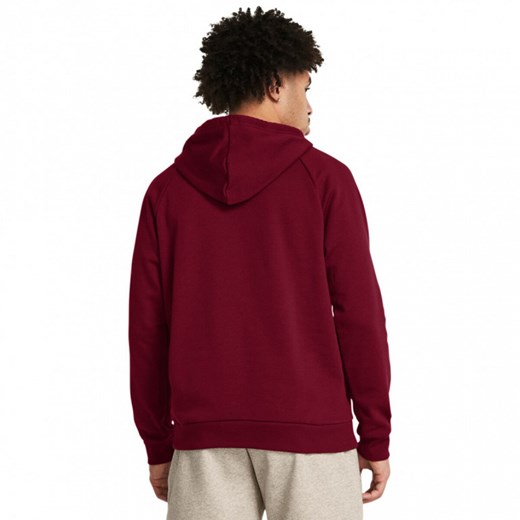 Męska bluza dresowa nierozpinana z kapturem Under Armour UA Rival Fleece Hoodie - czerwona ze sklepu Sportstylestory.com w kategorii Bluzy męskie - zdjęcie 175499968