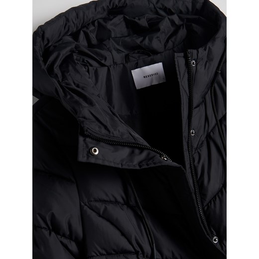 Reserved - Pikowana kurtka z kapturem - czarny Reserved XS Reserved