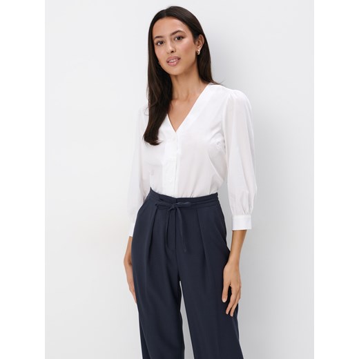 Mohito - Bawełniana biała bluzka - biały Mohito 32 okazyjna cena Mohito