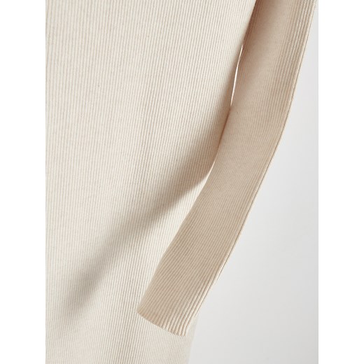 Reserved - Prążkowana sukienka midi z półgolfem - kremowy Reserved L Reserved