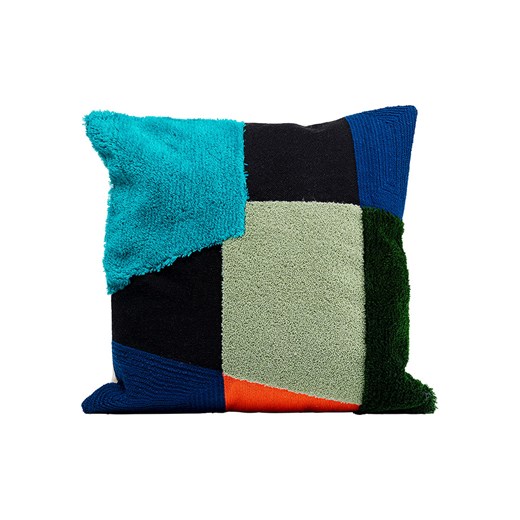 Kare Poduszka &quot;Rectangle&quot; w kolorze czarno-niebiesko-zielonym - 45 x 45 cm ze sklepu Limango Polska w kategorii Poduszki dekoracyjne - zdjęcie 175511007