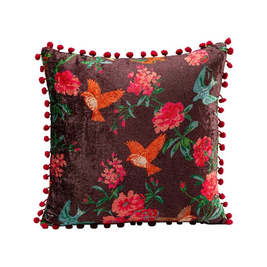 Kare Poduszka &quot;Birdie Flower&quot; w kolorze czerwonym - 40 x 40 cm ze sklepu Limango Polska w kategorii Poduszki dekoracyjne - zdjęcie 175511309