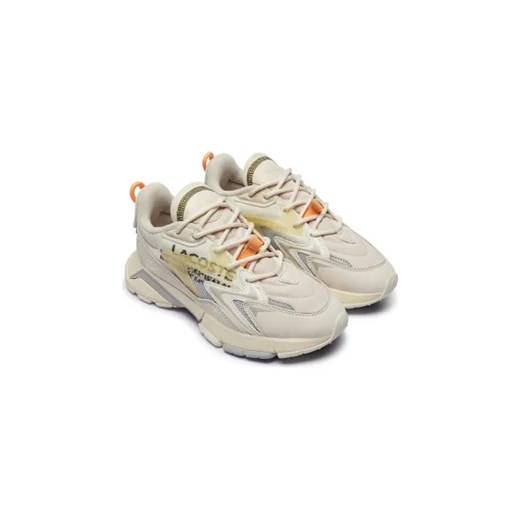 Buty sportowe damskie beżowe Lacoste sneakersy na wiosnę wiązane skórzane płaskie