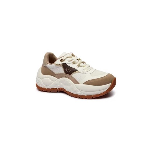 Buty sportowe damskie Armani Exchange sneakersy na platformie z tkaniny sznurowane na wiosnę