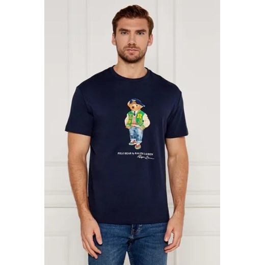 T-shirt męski granatowy Polo Ralph Lauren w nadruki