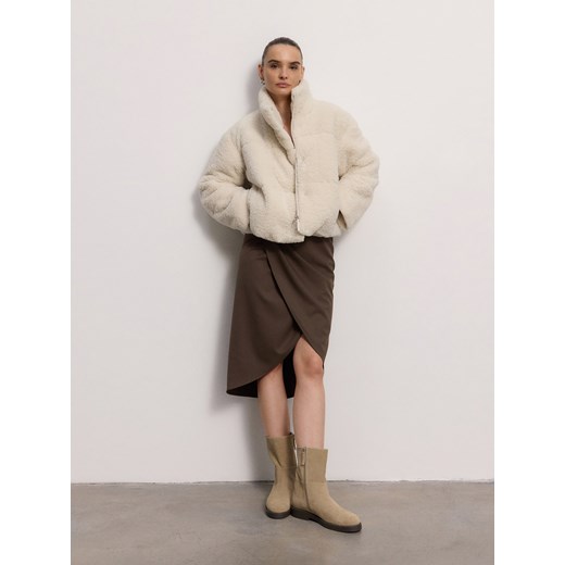 Reserved - Skórzane botki na zamek - beżowy Reserved 40 Reserved