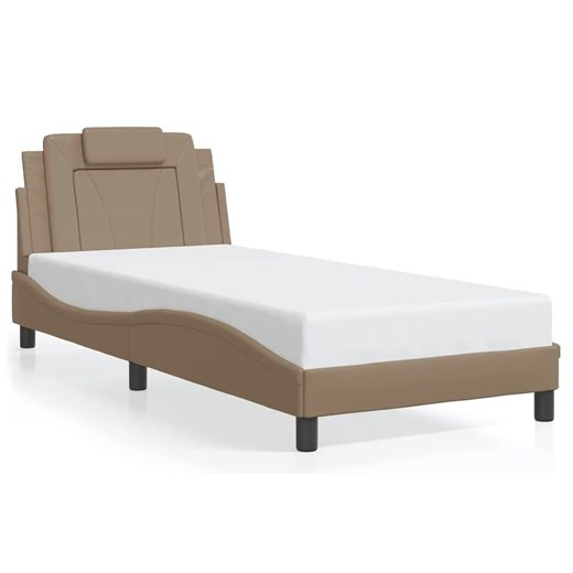 Jednoosobowe łóżko z oświetleniem LED cappuccino 90x200 - Izmo 4X ze sklepu Edinos.pl w kategorii Łóżka i materace - zdjęcie 175517106