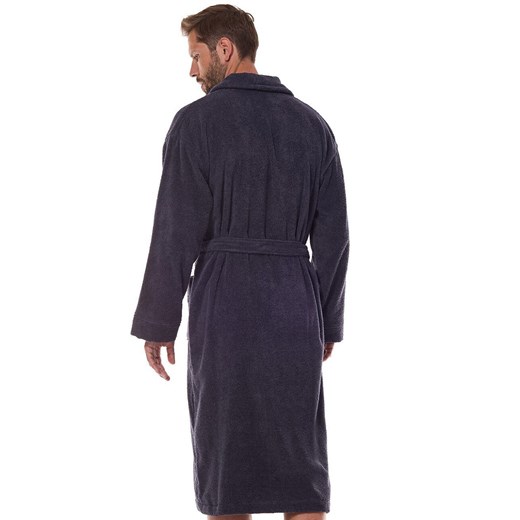 Długi szlafrok męski antracytowy plus size 2450, Kolor antracytowy, Rozmiar 3XL, L&amp;L ze sklepu Intymna w kategorii Szlafroki damskie - zdjęcie 175522146