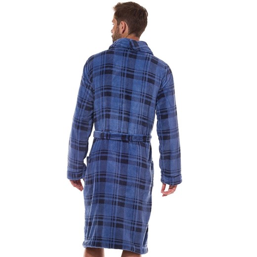 Szlafrok męskie w kratę niebieski 2455 Hero, Kolor niebieski-kratka, Rozmiar L, L&amp;L ze sklepu Intymna w kategorii Piżamy męskie - zdjęcie 175522158