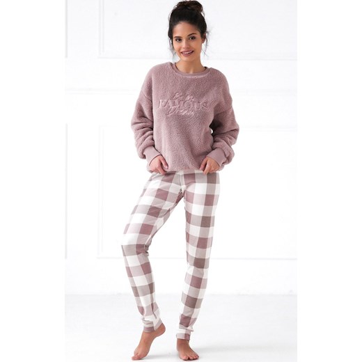 Ciepła piżama damska polarowa bluza Kaycee Interlock, Kolor róż pudrowy, Rozmiar L, SENSIS ze sklepu Intymna w kategorii Piżamy damskie - zdjęcie 175522186