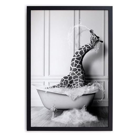 Folkifreckles Druk artystyczny &quot;Giraffe Bath&quot; w ramce - 30 x 40 cm ze sklepu Limango Polska w kategorii Obrazy - zdjęcie 175522199