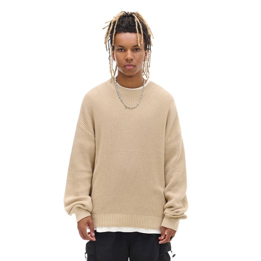 Cropp - Żakardowy beżowy sweter - beżowy ze sklepu Cropp w kategorii Swetry męskie - zdjęcie 175523198