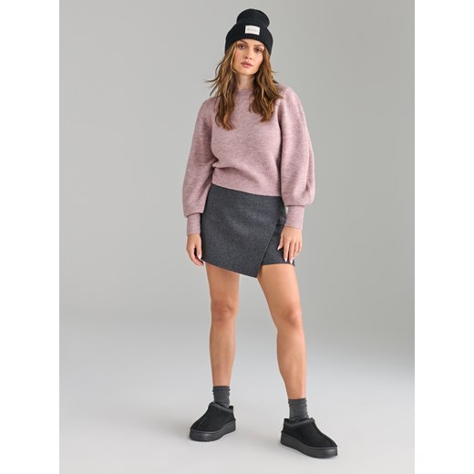 Fioletowy sweter damski Sinsay casualowy z okrągłym dekoltem 