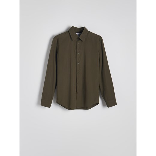 Reserved - Bawełniana koszula slim fit - ciemnozielony Reserved L Reserved