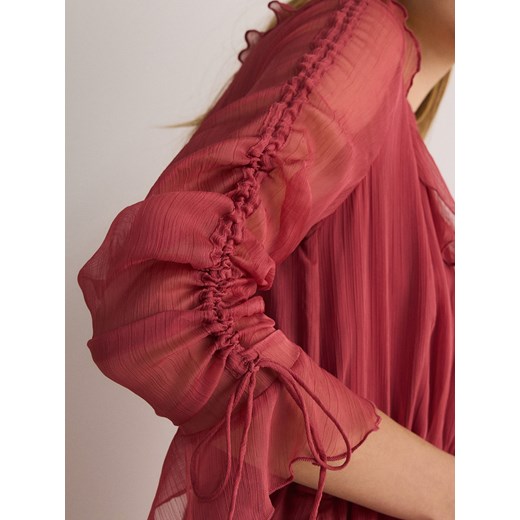 Reserved - Sukienka maxi z falbanami - brudny róż Reserved S Reserved