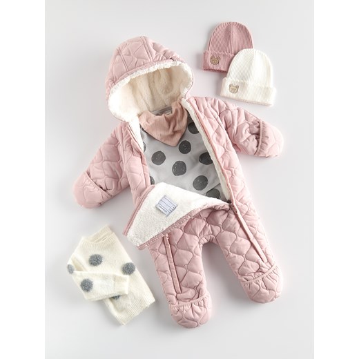 Reserved - PIkowany kombinezon z ociepleniem - pastelowy róż Reserved 74 (6-9 m.) Reserved
