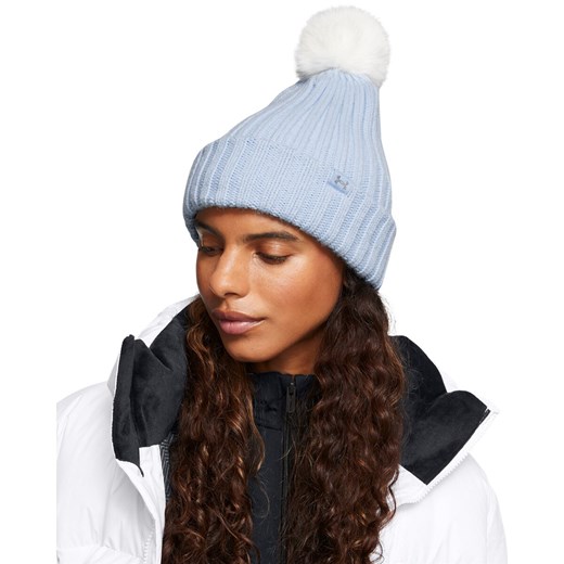 Damska czapka zimowa Under Armour W Halftime Pom Beanie - niebieska ze sklepu Sportstylestory.com w kategorii Czapki zimowe damskie - zdjęcie 175527589