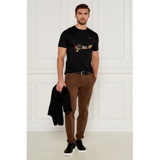 Czarny t-shirt męski Aeronautica Militare z krótkimi rękawami